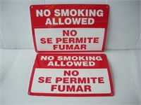 (2) Plastic No Smoking Signs  14x10 inches