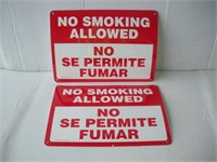 (2) Plastic No Smoking Signs  14x10 inches