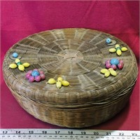 Antique Decorated Sweetgrass Basket