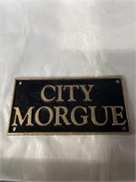 Cast iron City Morgue sign 8”x 4”