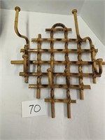 Mid Century Rattan Bamboo Hat Rack