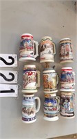 9 Budwiser  and Miller Steins