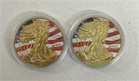 (2) 1oz 1 BOLLOS WALKING LIBERTY COINS