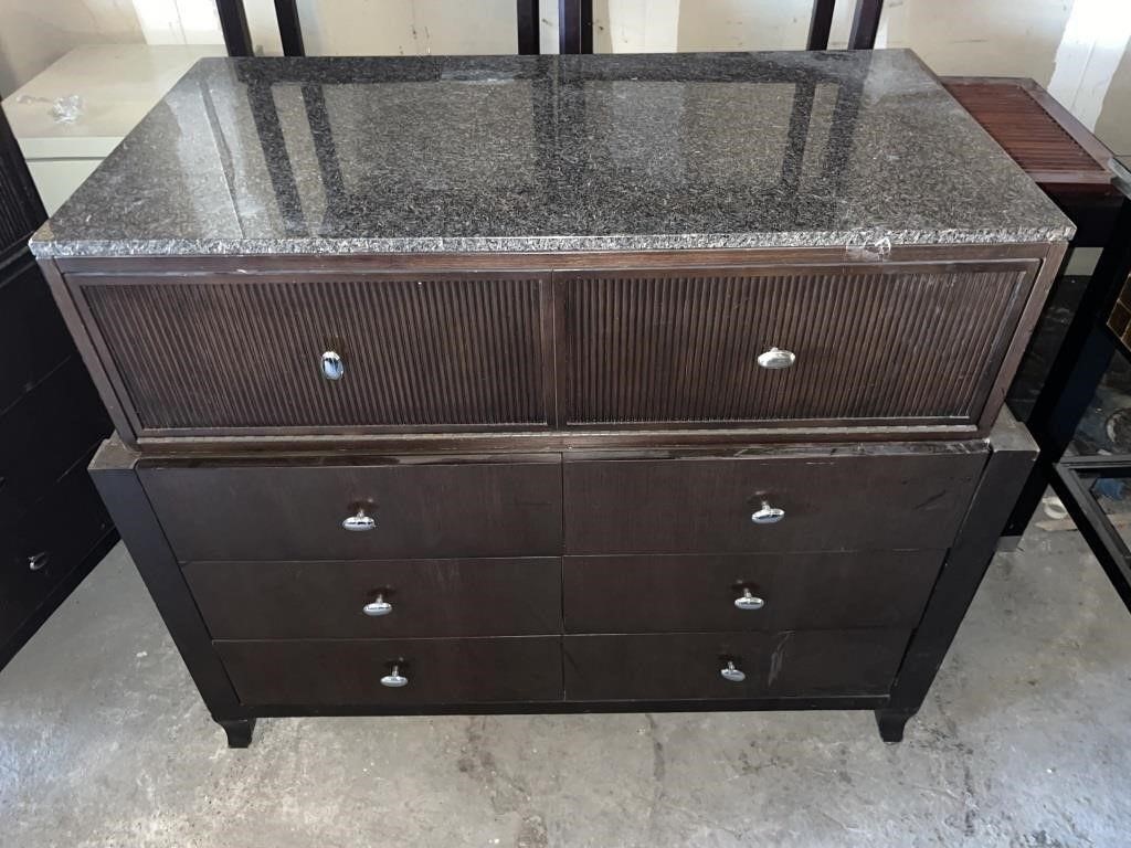 $400 6 Drawer Marble Topped Dresser w/ Top Compart