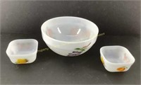 * Fire King bowl * (2) small containers  9" & 4x4