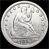 1853 Arws & Rays Seated Liberty Quarter CLOSELY