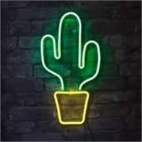 Neon Green Cactus Wall Sign