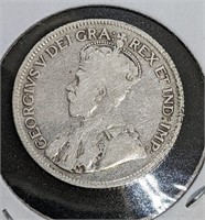 1931 Canadian Silver 25-Cent Quarter Coin