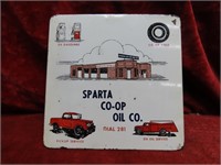 7"x7" Sparta Co-Op Oil sign. DX fuel.