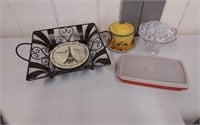 Tupperware, French Paris tray, lead crystal dish