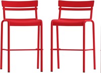 Red Metal Indoor-Outdoor Bar Stool 2 set