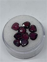 8.22 CTS Heart Cut Garnet Loose Gemstones in Case