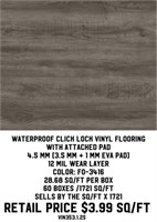 Waterproof Click Lock Vinyl Flooring w/Pad x1721