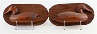 Pair of half carved Duck Silhouette decoys on