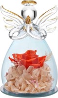 Angel Rose Statue with Glass Cover