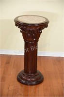 Wood Carved Acanthus Pedestal Marble Plant Stand