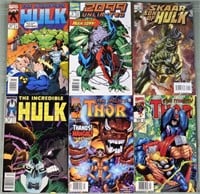 6 Marvel modern age comics Thor, Hulk; as is
