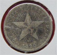 1920 Cuba Silver 20 Centavos