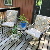 8pc. Metal Patio Set, Chairs Table, Umbrella Stand