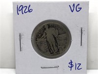 Vintage 1926 Standing Liberty Silver Quarter coin
