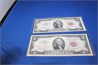 1953 RED SEAL 2 DOLLAR BILLS