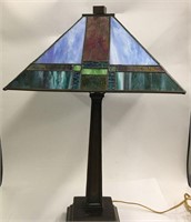 Iridescent Glass Leaded Table Lamp