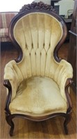 Mahogany wood upholstered Victorian style chair