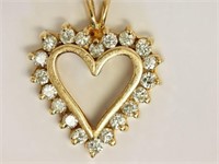 10kt Yellow Gold Diamond(0.20ct) Heart-shaped Pent