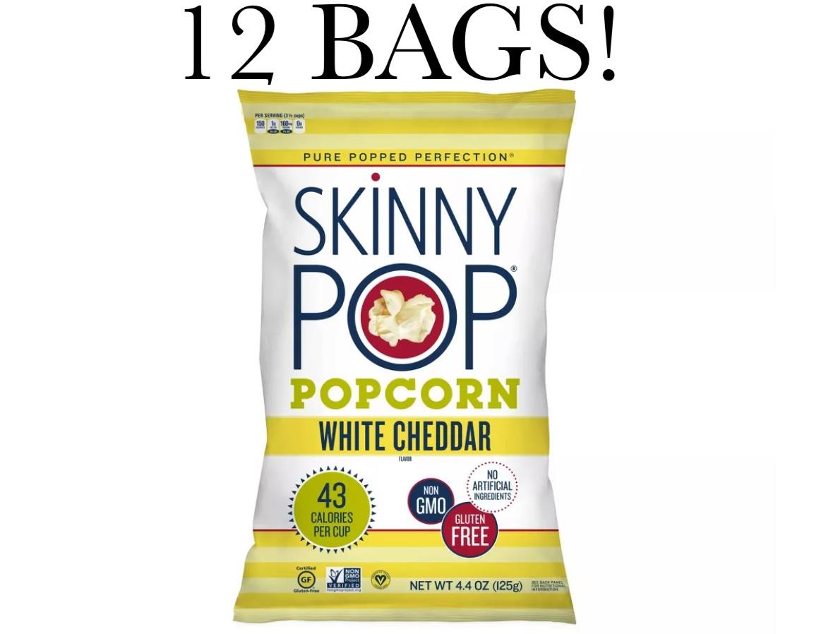 12 BAGS SkinnyPop White Cheddar Popcorn - 4.4oz