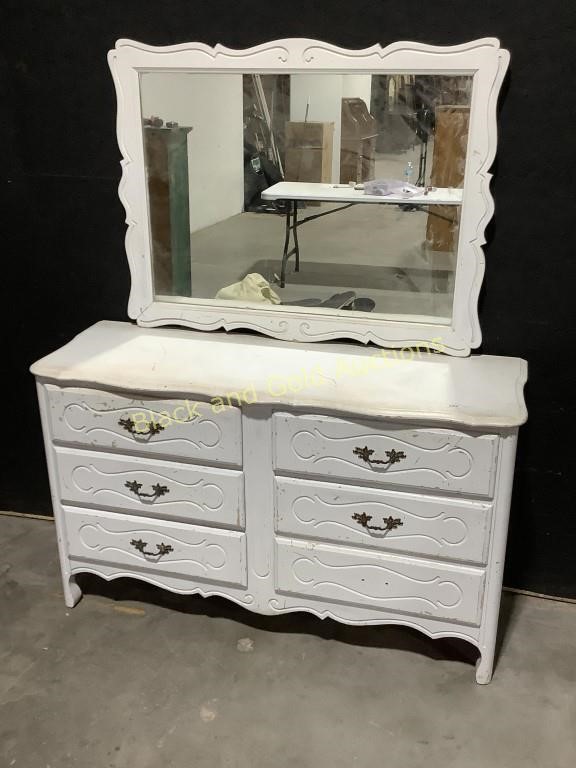 White Painted Dresser w/ Mirror