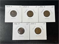 1920's D, S Lincoln Cents Nice Condition (5 coins)