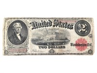 1917 US $2 Red Seal Note Large Size Thomas