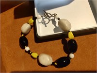 NATURE STONE & STERLING WITH BEADS BRACELET