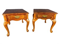2 SOLID CHERRY QUEEN ANNE 1 DRAWER TABLES