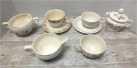 CUPS, SAUCERS, SUGAR & CREAMERS