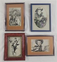 Set of 4 Small Framed Roy Roger's Pictures
