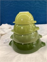 Set Of 4 Pyrex Mixing Bowls Ombré Green