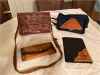 Tooled leather purse & other tooled leather