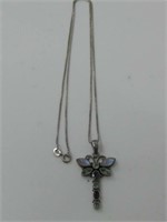 Sterling Multi Stone Dragonfly Necklace