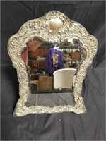 Sterling silver ornate framed table mirror