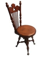 Walnut ball & claw organ swivel stool chair