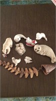 Lot of polar bears and wall hanging stone fish