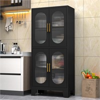 PAOFIN 61" Black Pantry Storage Cabinet, Kitchen