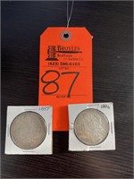 1889 & 1886 Morgan Silver Dollars