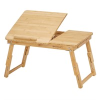 SONGMICS Laptop Desk, Folding Lap Tray, Bamboo Bed