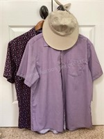 2 XL Button Down Shirts & Sun Hat