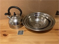 Stainless Steel Stove-Top Kettle & Nesting Bowls