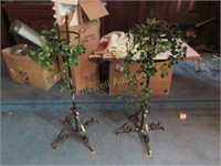 Pair of wrought iron plant holders