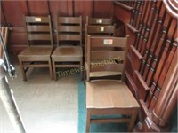 Five oak chairs