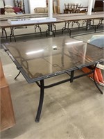 56 x 56 x 28 glass and metal outdoor table